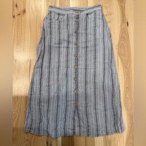 Faherty Linen Striped Button-Down Maxi Skirt